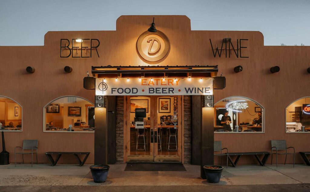 Circle D cafe in Escalante Utah at night serving food and drinks