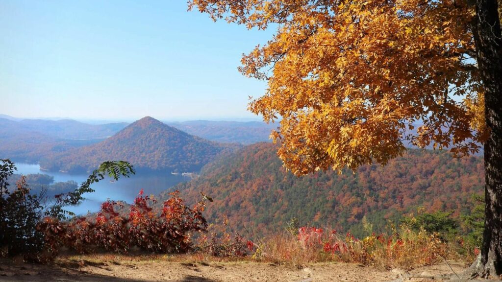 Fall mountain views near Ocoee, Tennessee with colorful autumn foliage