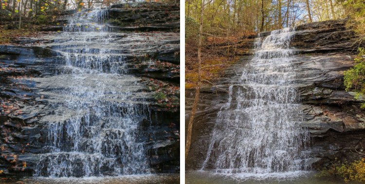 Upper and lower cascade at Blowing Wind Falls in Tennessee